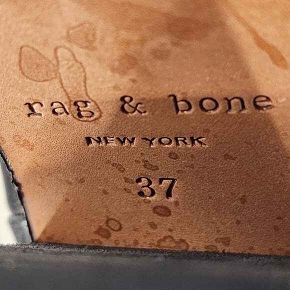 RAG & BONE Newbury Black Leather Block Heel Ankle Bootie Zip - Picture 9 of 9